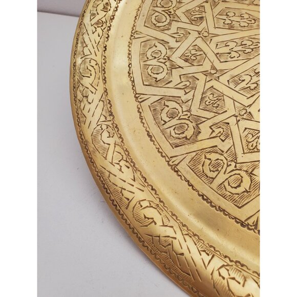 Vintage Brass Plate,Brass Plate, Carved Trincket Plate, Carved Brass Plate, - Picture 10 of 10